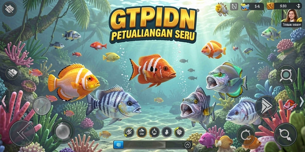 Tampilan gameplay GTPIDN dengan aksi seru menembak ikan.