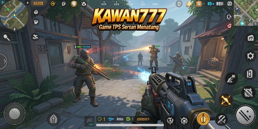 Tampilan tangkapan layar KAWAN777 menampilkan aksi seru dalam gameplay TPS.