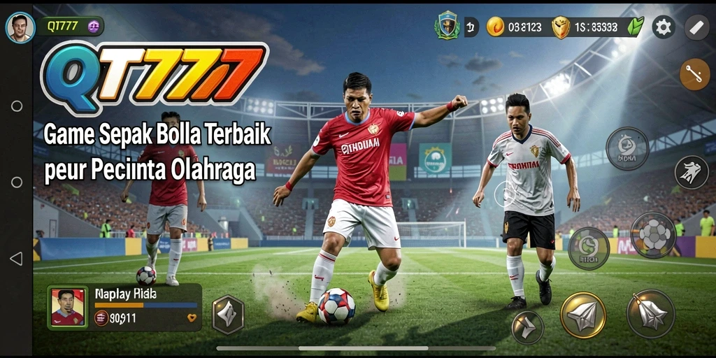 Tampilan gameplay menarik dengan aksi sepak bola seru.