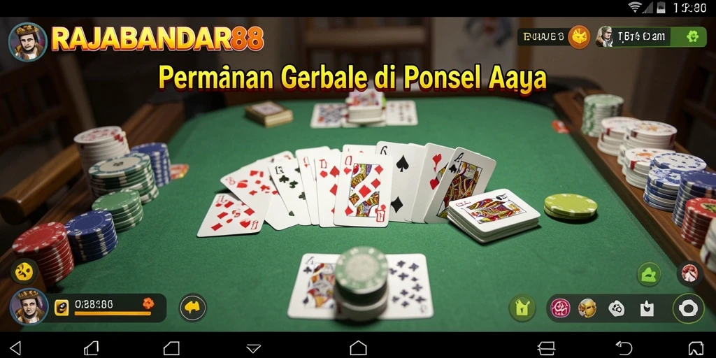 Tampilan gameplay seru di RAJABANDAR88 dengan kartu Gaple.