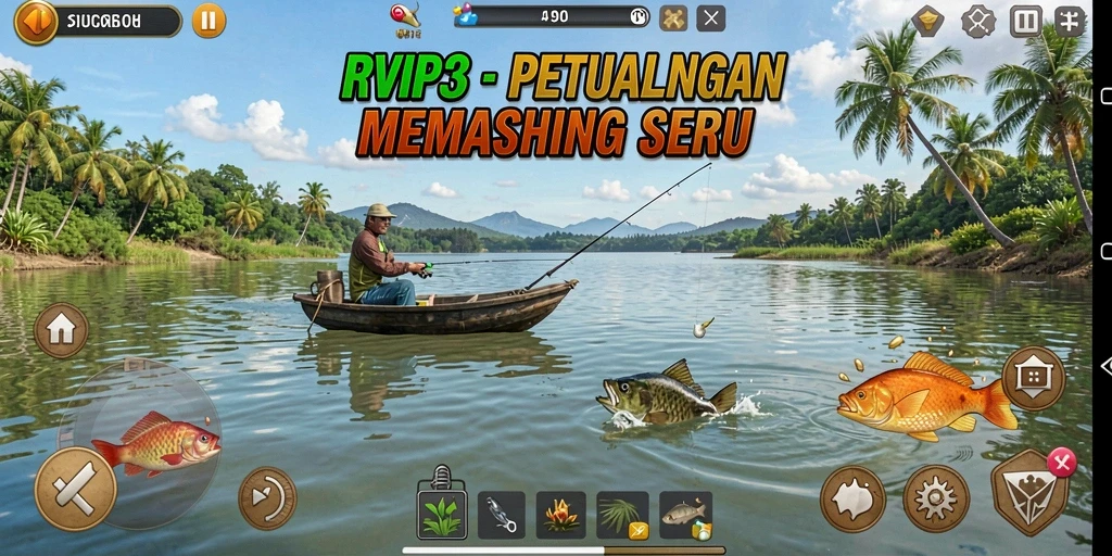 Tangkapan ikan besar dalam gameplay RVIP3 yang mendebarkan.